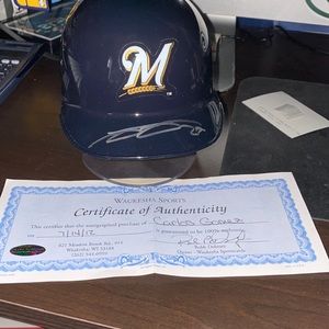 Carlos Gomez signed mini helmet